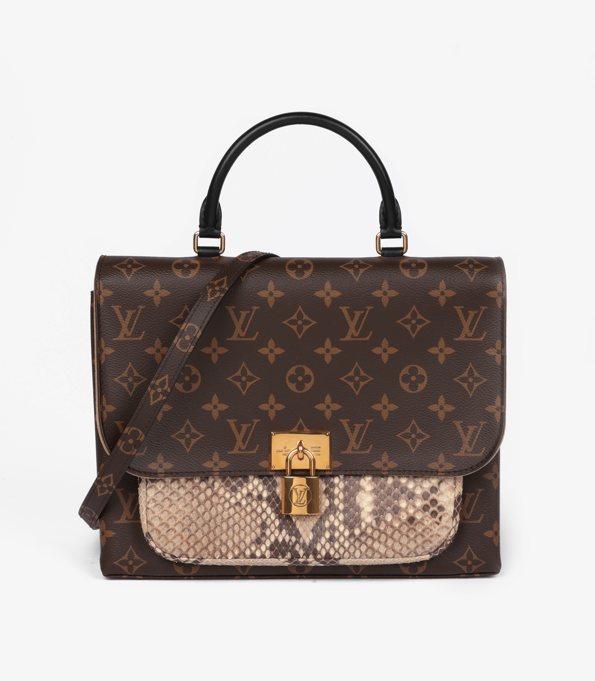 Brown Monogram Coated Canvas & Beige Python Leather Marignan