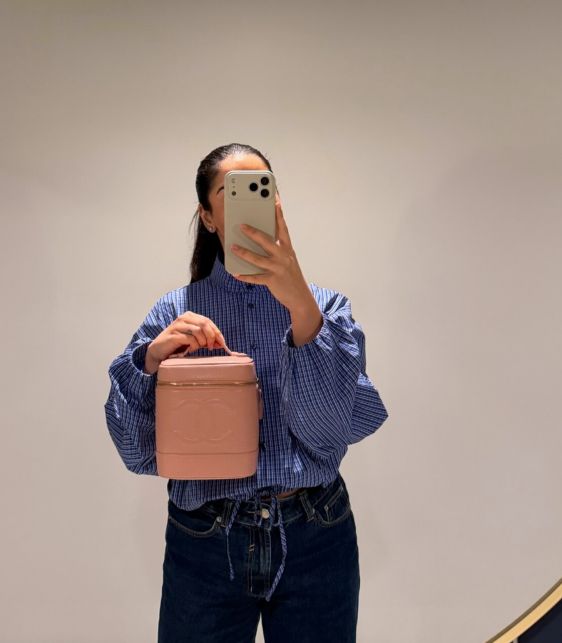 Pink Caviar Leather Vintage Timeless Vanity Case