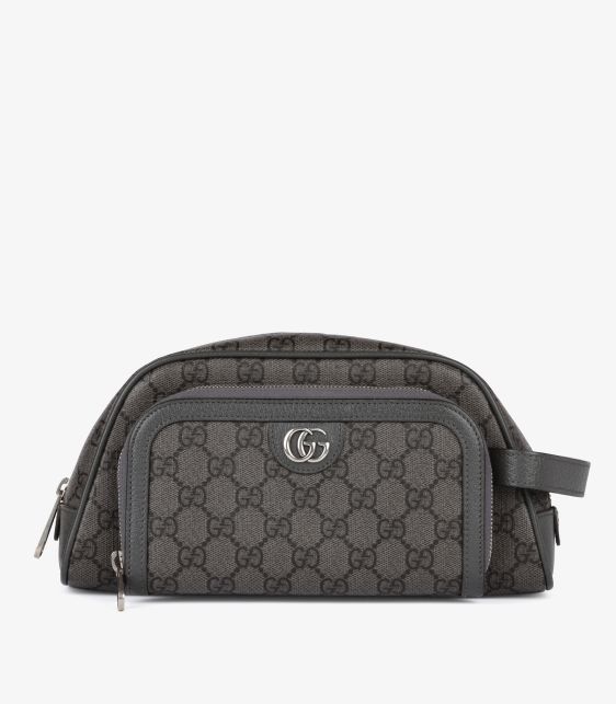 Grey GG Supreme Coated Canvas & Pigskin Leather Ophidia Toiletry Pouch
