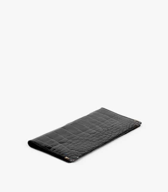 Black Shiny Alligator Leather Vintage Continental Wallet