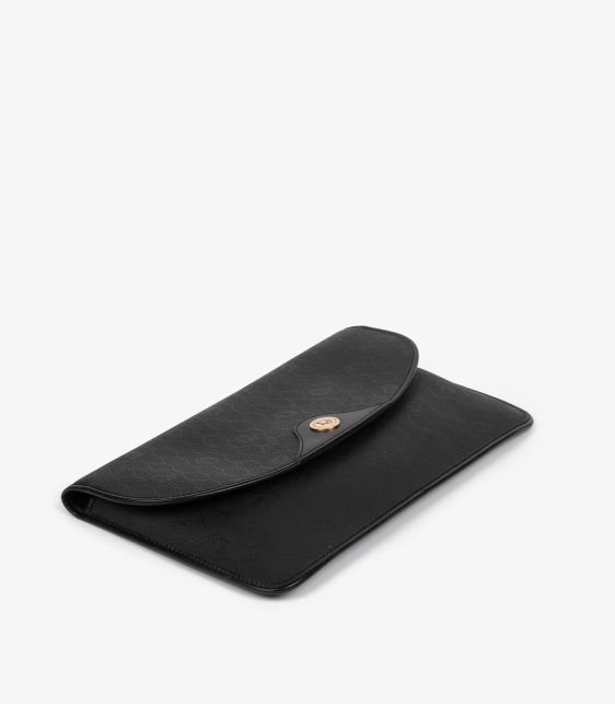 Black Monogram Coated Canvas & Calfskin Leather Vintage Honeycomb Pouch