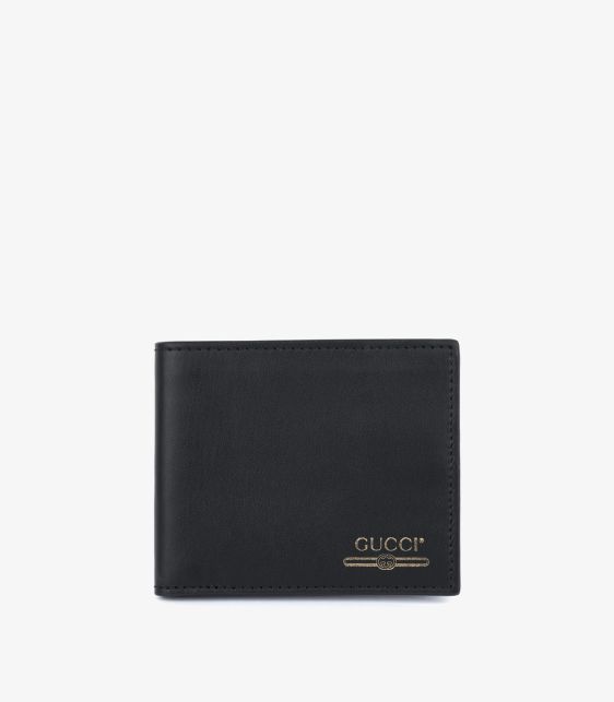 Black Smooth Calfskin Leather Bi-Fold Wallet