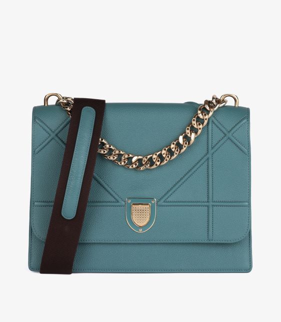 Blue Grained Calfskin Leather Medium Diorama