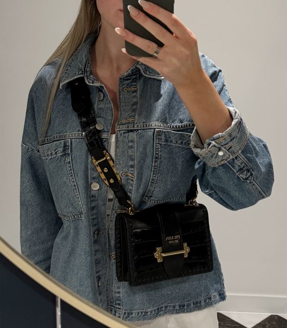 Black Smooth Calfskin & Matte Crocodile Leather Cahier