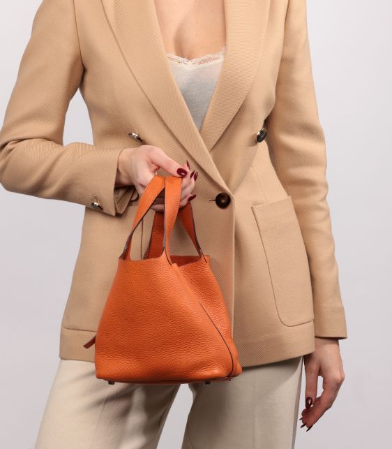Orange Clemence Leather Picotin 18