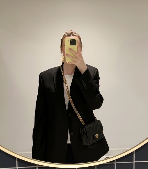Black Caviar Leather Sweetheart Rectangular Mini Flap Bag