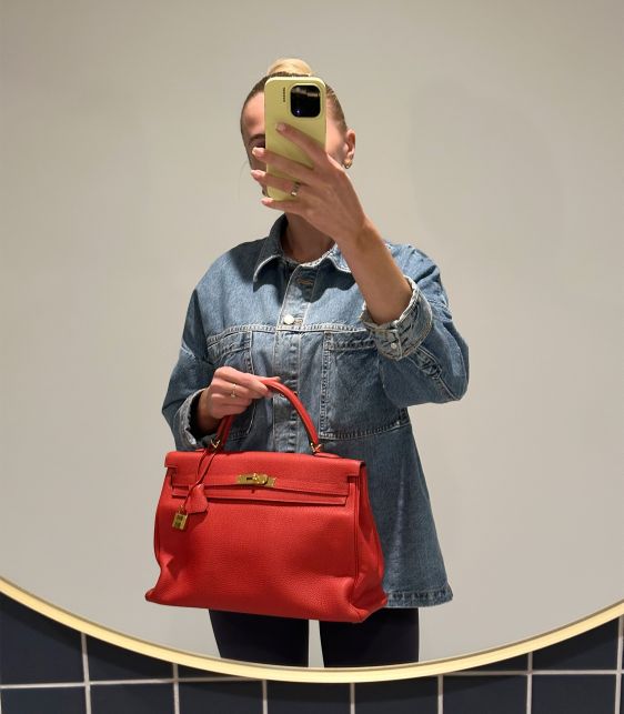 Geranium Togo Leather Kelly 35cm Retourne