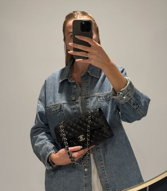 Black Quilted Caviar Leather Small Classic Double Flap Bag