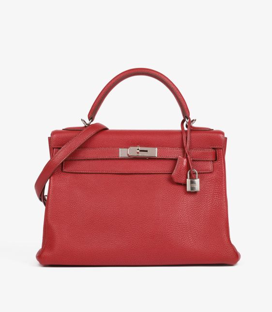 Rouge Garance Togo Leather Kelly 32cm Retourne