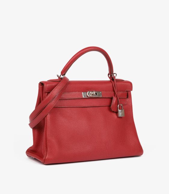 Rouge Garance Togo Leather Kelly 32cm Retourne