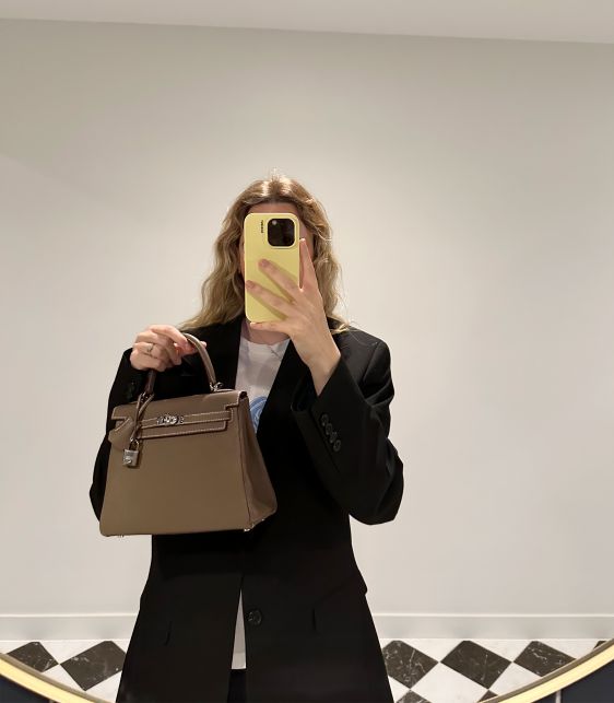 Etoupe Togo Leather Kelly 25cm Retourne