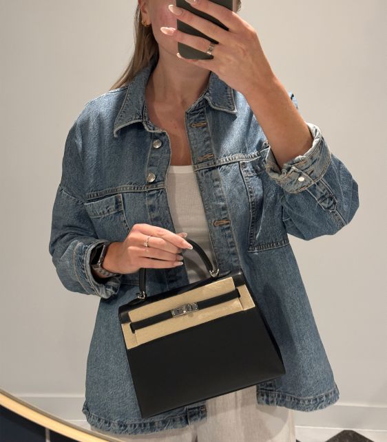 Black Sombrero Leather Kelly 25cm Sellier