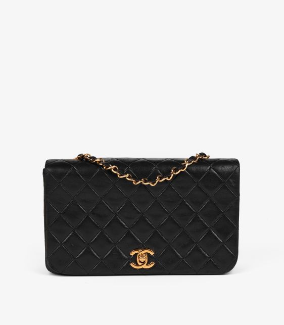 Black Quilted Lambskin Vintage Small Classic Single Full Flap Bag