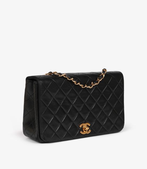 Black Quilted Lambskin Vintage Small Classic Single Full Flap Bag