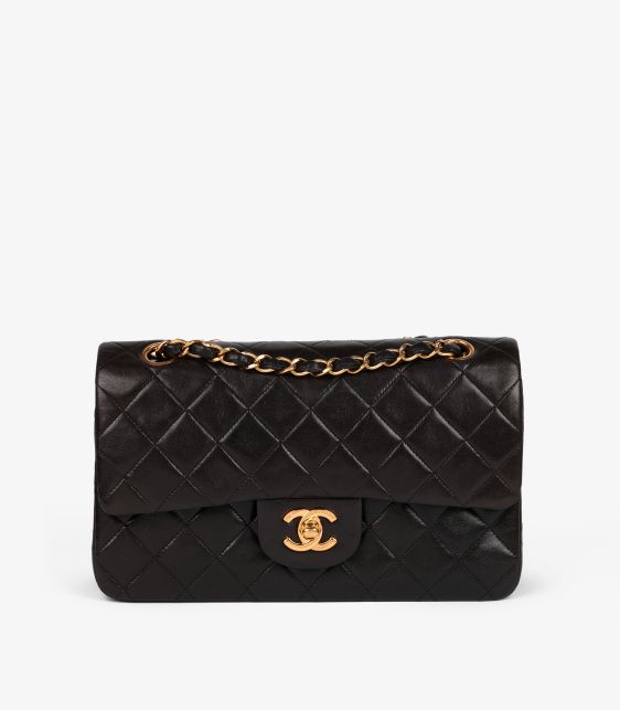 Black Quilted Lambskin Vintage Small Classic Double Flap Bag