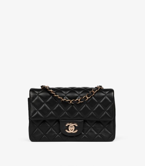 Chanel Black Quilted Lambskin Leather Rectangular Mini Flap Bag