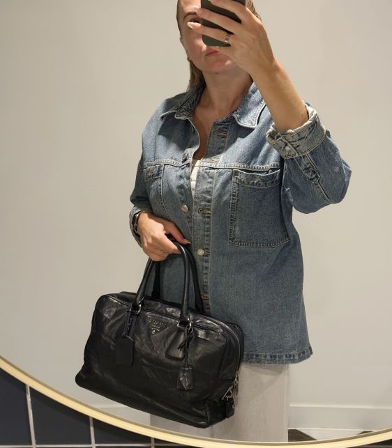 Baltico Antiqued Nappa Leather Large Bauletto Tote