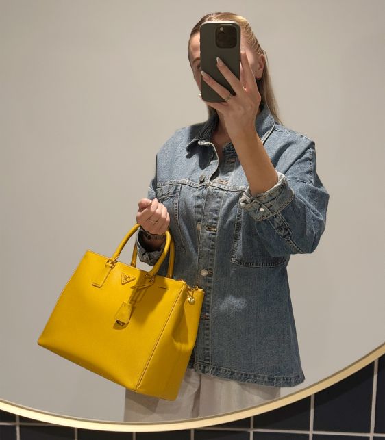 Mimosa Saffiano Lux Leather Large Galleria Tote