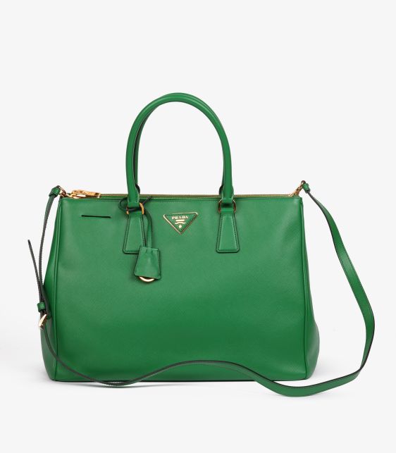 Verde Saffiano Lux Leather Large Galleria Tote