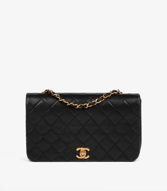 Black Quilted Lambskin Vintage Small Classic Single Full Flap Bag
