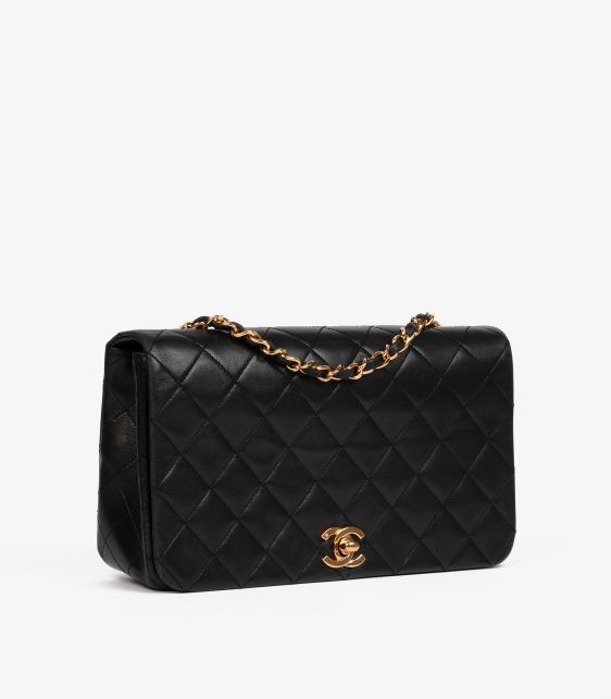 Black Quilted Lambskin Vintage Small Classic Single Full Flap Bag