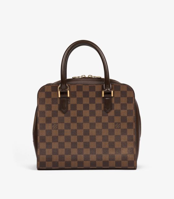 Damier Ebene Coated Canvas & Brown Calfskin Leather Vintage Triana