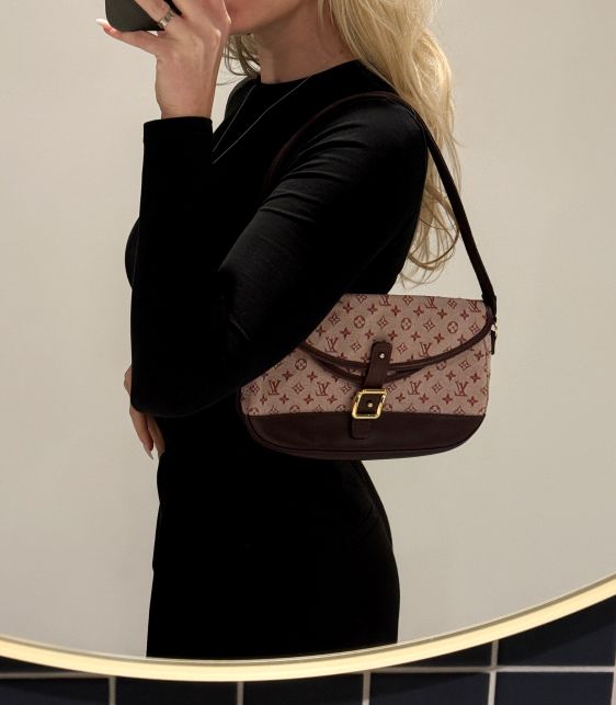 Cherry Mini Lin Monogram Canvas & Cowhide Leather Vintage Marjorie