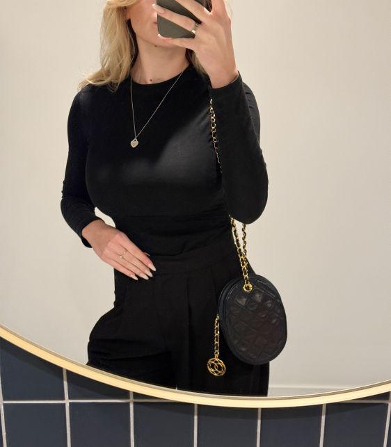 Navy Quilted Lambskin Vintage North-South Mini Oval Timeless Shoulder Bag