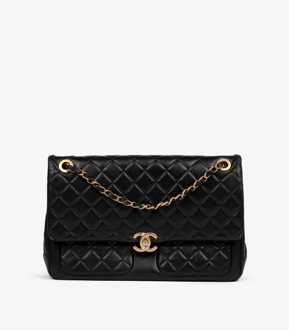 Black Quilted Lambskin Jumbo Classic Single Flap Bag