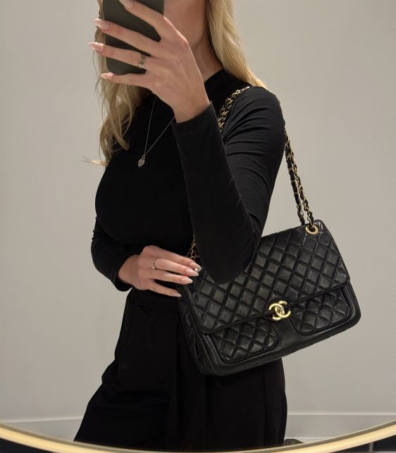 Black Quilted Lambskin Jumbo Classic Single Flap Bag