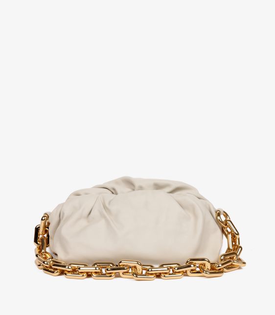 Cream Calfskin Leather Chain The Pouch