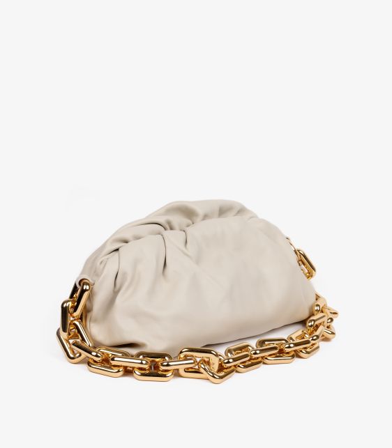 Cream Calfskin Leather Chain The Pouch