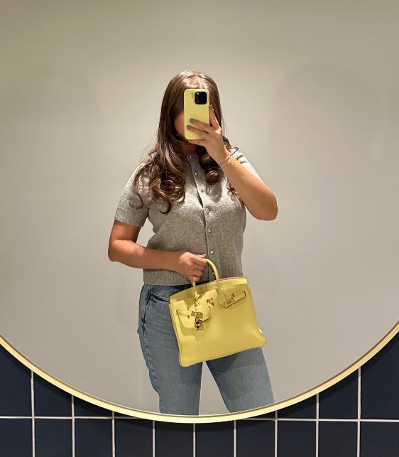 Jaune Poussin Togo Leather Birkin 25cm Retourne 