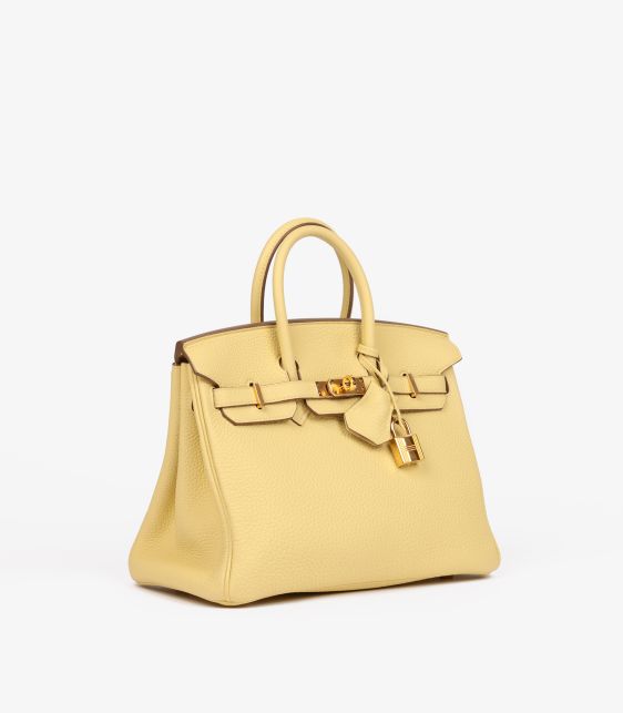 Jaune Poussin Togo Leather Birkin 25cm Retourne 