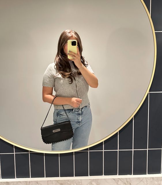 Black Lambskin Leather Chain Around Logo Pochette