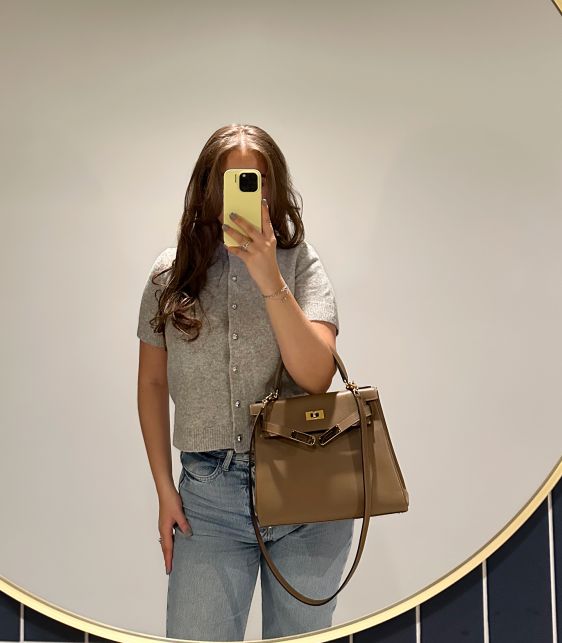 Beige de Weimar Evercolour Leather Kelly 28cm Retourne