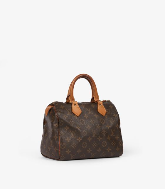 Brown Monogram Coated Canvas & Vachetta Leather Vintage Speedy 25