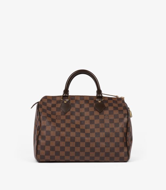 Damier Ebene Coated Canvas & Brown Calfskin Leather Speedy 30