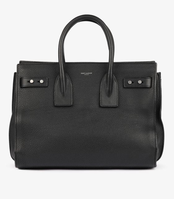 Black Grained Calfskin Leather Supple Small Sac De Jour
