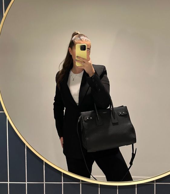 Black Grained Calfskin Leather Supple Small Sac De Jour