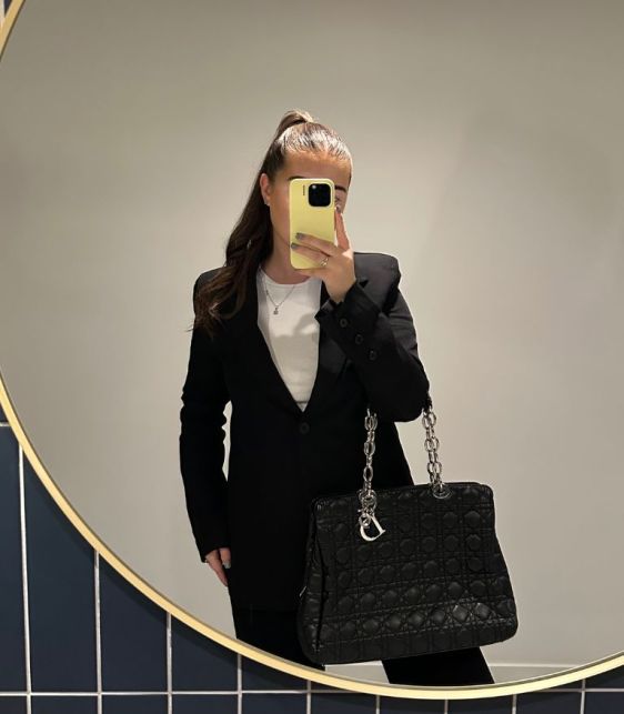 Black Cannage Quilted Lambskin Leather Large Soft Lady Dior Tote