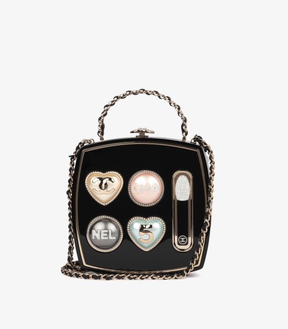 Crystal Embellished Black Plexiglass Makeup Palette Minaudiere