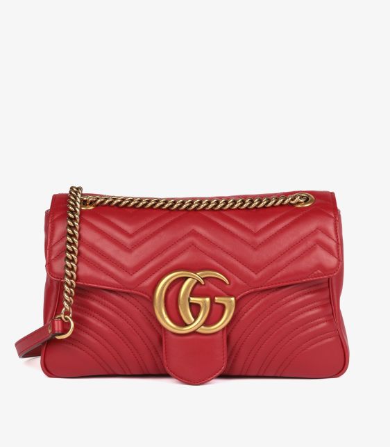 Red Quilted Calfskin Leather Medium GG Marmont