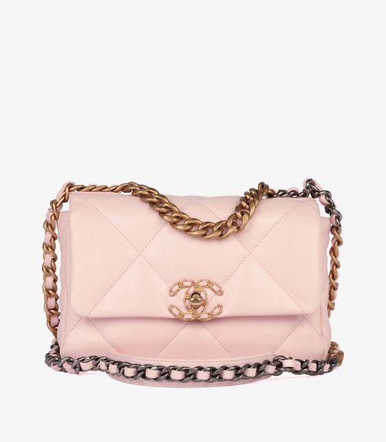 Sakura Pink Quilted Goatskin Leather Small 19 Flap Bag