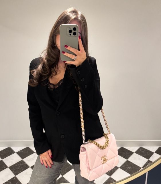 Sakura Pink Quilted Goatskin Leather Small 19 Flap Bag