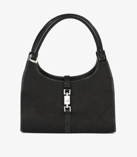 Black GG Canvas & Calfskin Leather Vintage Small Jackie Tote
