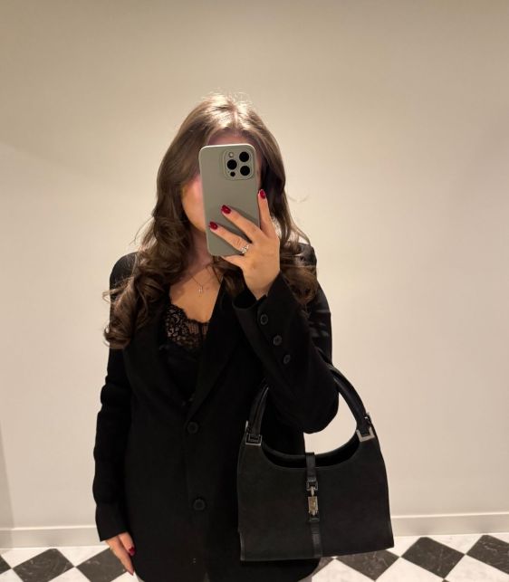 Black GG Canvas & Calfskin Leather Vintage Small Jackie Tote