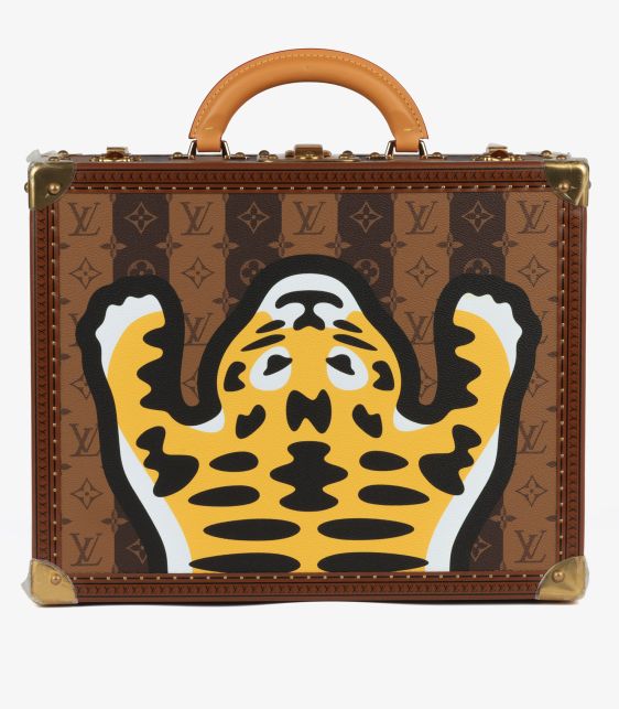 x Nigo Brown Stripe Reverse Monogram Coated Canvas Tiger Cotteville 40