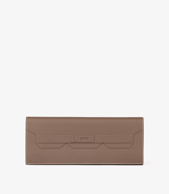 Etoupe Swift Leather Shadow Birkin Cut Clutch