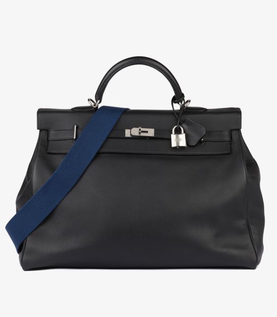 Black Evercolor Leather Amazone Kelly 50cm Voyage Retourne